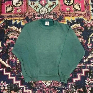 Vintage 80s 90s Blank‎ Jerzees Sweatshirt Men Size M Long Sleeve Crew Neck Green